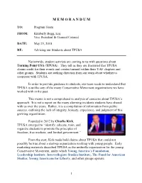 Memo Is Not a Comprehensive Analysis of Concerns About TPUSA’S Approach