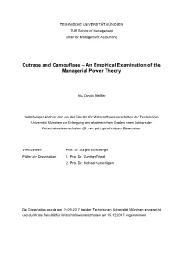 Outrage and Camouflage – an Empirical Examination of the Managerial Power Theory