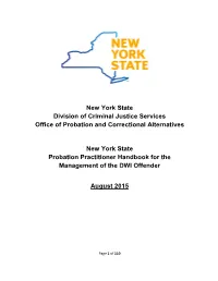 Probation Practitioner Handbook for the Management of the DWI Offender