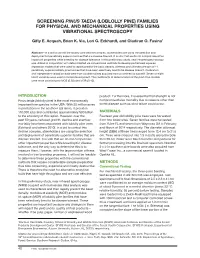 Screening Pinus Taeda (Loblolly Pine) Families for Physical and Mechanical Properties Using Vibrational Spectroscopy