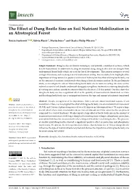 The Effect of Dung Beetle Size on Soil Nutrient Mobilization in an Afrotropical Forest
