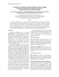 Antioxidant Potential of Peel Essential Oils of Three Pakistani Citrus Species: Citrus Reticulata, Citrus Sinensis and Citrus Paradisii