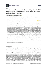 Autothermal Thermophilic Aerobic Digestion (ATAD) for Heat, Gas, and Production of a Class a Biosolids with Fertilizer Potential