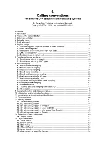 Calling Conventions for Different C++ Compilers and Operating Systems