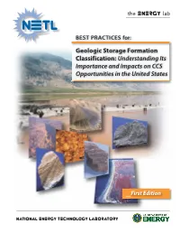 Geologic Storage Formation Classification: Understanding Its Importance and Impacts on CCS Opportunities in the United States
