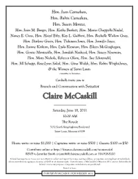 June 18Th Women's Brunch and Conversation with Claire Mccaskill