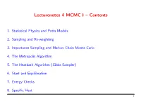 Lecturenotes 4 MCMC I – Contents