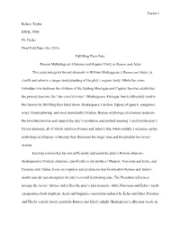 Roman Mythological Allusions and Organic Unity in Romeo and Juliet