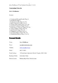 Steve Fieldhouse Full CV December 2014