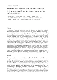 Surveys, Distribution and Current Status of the Madagascar Harrier Circus Macrosceles in Madagascar