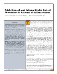 Total, Corneal, and Internal Ocular Optical Aberrations in Patients with Keratoconus