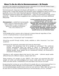 Ways to Be an Ally to Nonmonosexual / Bi People