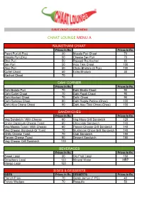 Chaat Lounge Menu A