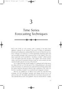 Chapter 3. Time Series Forecasting Techniques