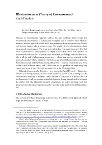 Illusionism As a Theory of Consciousness*
