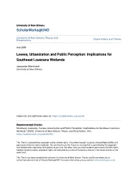 Levees, Urbanization and Public Perception: Implications for Southeast Louisiana Wetlands