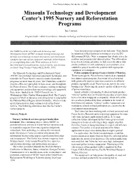 Missoula Technology and Development Center's 1995 Nursery and Reforestation Programs