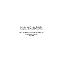 Overview and Preview Tools for Navigating the World-Wide Web SILS Technical Report TR-1999-03