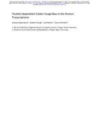 Position-Dependent Codon Usage Bias in the Human Transcriptome