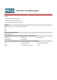 Public Affairs and Lobbying Register