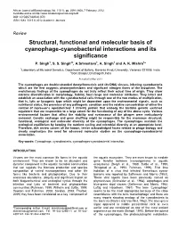 Structural, Functional and Molecular Basis of Cyanophage-Cyanobacterial Interactions and Its Significance