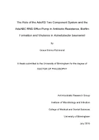 The Role of the Aders Two Component System and the Adeabc RND Efflux