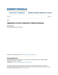 Applications of Lean Combustion to Reduce Emissions