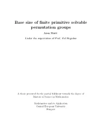 Base Size of Finite Primitive Solvable Permutation Groups