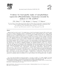 Evidence for Host-Specific Clades of Tetraphyllidean