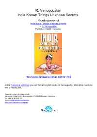 R. Venugopalan India Known Things Unknown Secrets Reading Excerpt India Known Things Unknown Secrets of R