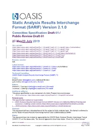 SARIF) Version 2.1.0 Committee Specification Draft 01 / Public Review Draft 01 27 May23 July 2019