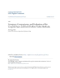 Synopses, Comparisons, and Evaluation of the Leopold Auer and Erich Doflein Iolinv Methods