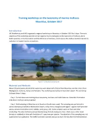 Training Workshop on the Taxonomy of Marine Molluscs Mauritius, October 2017