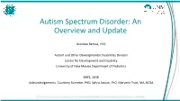 Autism Spectrum Disorder: an Overview and Update