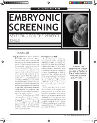Embryonic Screening Selecting for the Perfect Child