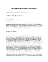 Ralph Nader Radio Hour Ep 236 Transcript