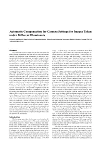 Automatic Compensation for Camera Settings for Images Taken Under Different Illuminants