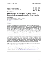 Ethical Issues in Designing Internet-Based Research: Recommendations for Good Practice