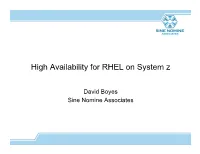 High Availability for RHEL on System Z