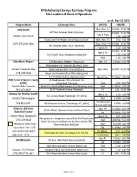NYS Authorized Syringe Exchange Programs Site Locations & Hours Of