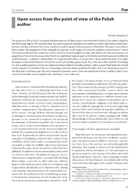 Open Access from the Point of View of the Polish Author
