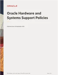 Oracle Hardware and Systems Support Policies Details