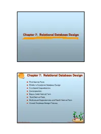 Relational Database Design Chapter 7