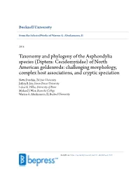 Taxonomy and Phylogeny of the Asphondylia