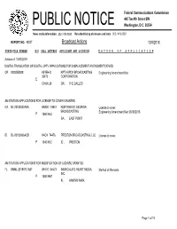 Broadcast Actions 10/9/2018