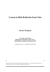 Lessons in Risk Reduction from Cuba