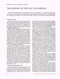 The History of the Apl Colloquium