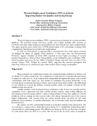Thermal Displacement Ventilation (TDV) in Schools: Improving Indoor Air Quality and Saving Energy