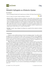 Aristotle's Syllogistic As a Deductive System