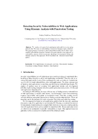 Detecting Security Vulnerabilities in Web Applications Using Dynamic Analysis with Penetration Testing
